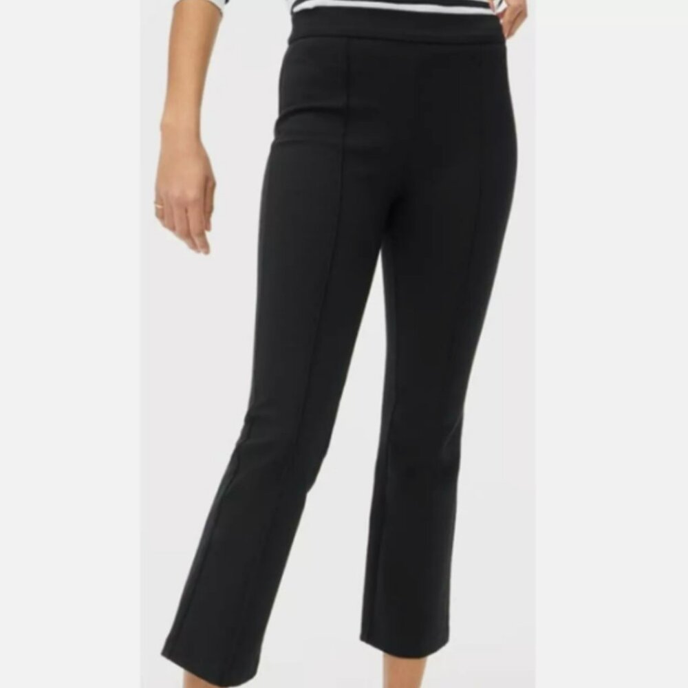 J Crew Plus Stretchy High Rise Kicked Crop Flare Pintuck Ponte Pant Black - NWT
